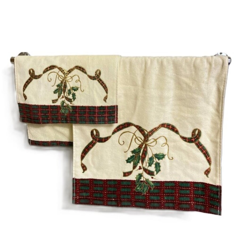 LENOX Holiday Nouveau Fingertip and Hand Towel NEW Set of 2